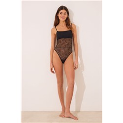 Body encaje cebra negro