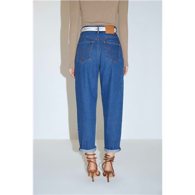 Vaquero mom fit de tiro alto Azul