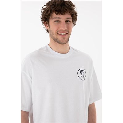 Erkek Oversize Fit Bisiklet Yaka Beyaz Tişört