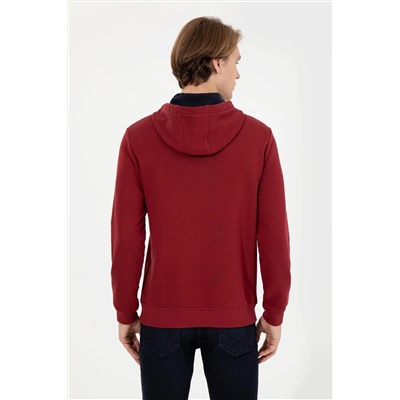 Erkek Vişne Kapüşonlu Sweatshirt