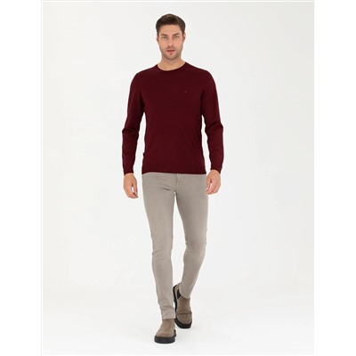 Kırmızı Slim Fit Basic Kazak