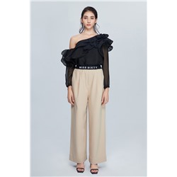Pantalón palazzo de lana Beige