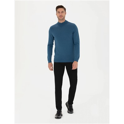 Kobalt Mavi Slim Fit Basic Kazak