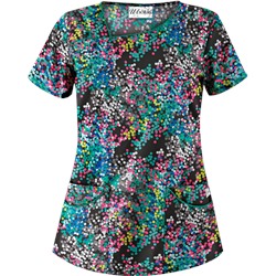 UA Pop Dots Black Asymmetrical Scrub Top