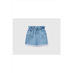 United Colors of BenettonKız Çocuk Mix Yüksek Bel Şamre Denim Mini Etek Zürafa Desenli