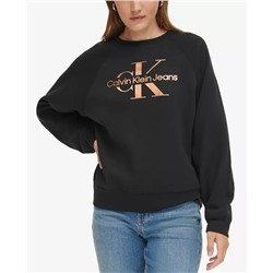 CALVIN KLEIN JEANS Women's Foil-Sliced Monogram Logo Sweatshirt