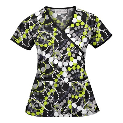 UA Mardi Gras Granite Mock Wrap Scrub Top