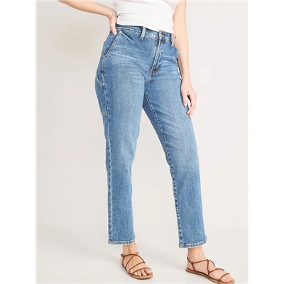 Curvy Extra High-Waisted Sky-Hi Straight Workwear Jeans for Women