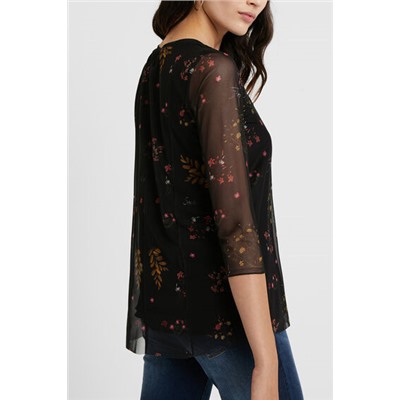 Camiseta flores mangas tul