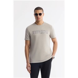 Avva, Erkek Gri Bisiklet Yaka Baskılı Bi Stretch İnterlok T-Shirt A51Y1044