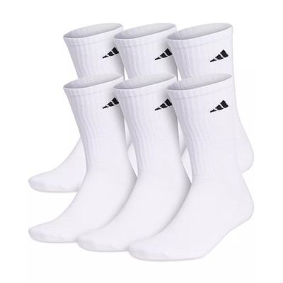 ADIDAS Men's Cushioned Athletic 6-Pack Crew Socks