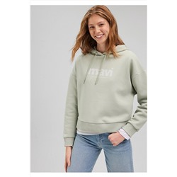 MaviLogo Baskılı Kapüşonlu Yeşil Sweatshirt 168334-71464