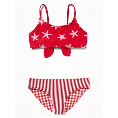 Reversible Print Bikini Swim Set for Girls
