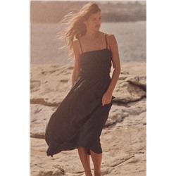 FLOWING MIDI DRESS WITH ELASTICATED DETAIL
