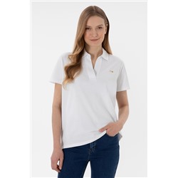 Kadın Beyaz Basic Polo Yaka Tişört