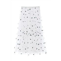 Falda midi Blanco y negro