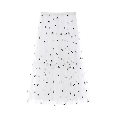 Falda midi Blanco y negro