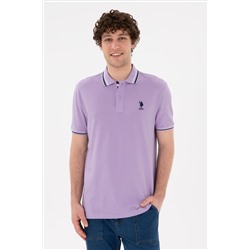 Erkek Regular Fit Polo Yaka Lila Basic Tişört