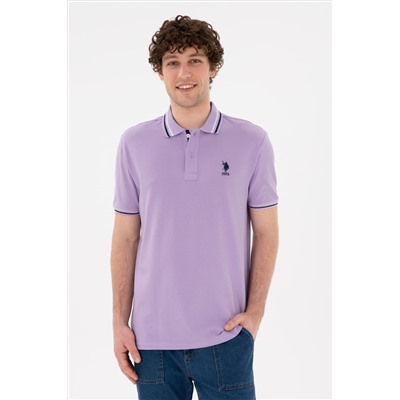 Erkek Regular Fit Polo Yaka Lila Basic Tişört