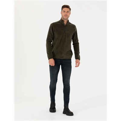 Koyu Haki Regular Fit Sweatshirt