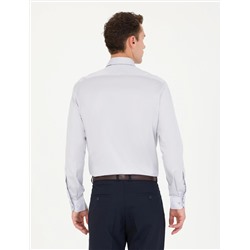 Gri Slim Fit Uzun Kollu Basic Gömlek