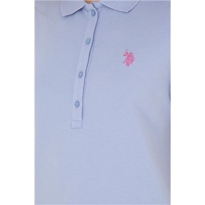 Kadın Mavi Basic Polo Yaka Tişört