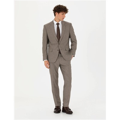 Açık Kahverengi Slim Fit Takım Elbise