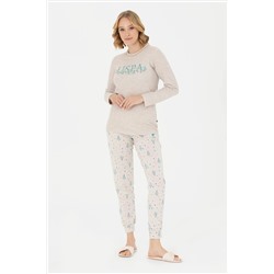 Kadın Gri Melanj Pijama Takımı