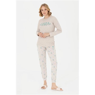 Kadın Gri Melanj Pijama Takımı