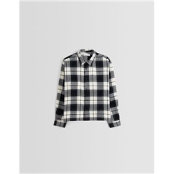 Cropped long sleeve check shirt