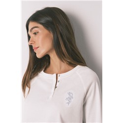 Pijama largo algodón pantalón flores