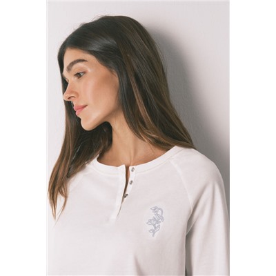 Pijama largo algodón pantalón flores