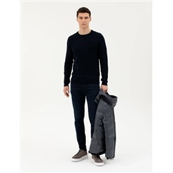 Koyu Lacivert Slim Fit Bisiklet Yaka Triko Kazak
