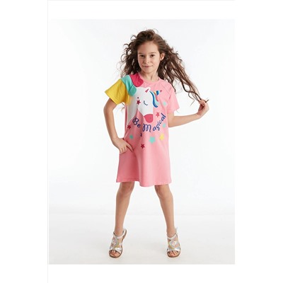 Denokids Unicorn Reglan Pembe Kız Elbise CFF-20Y1-021