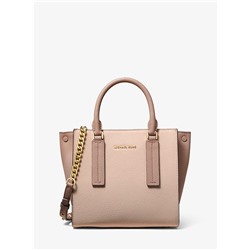 MICHAEL MICHAEL KORS Alessa Small Color-Block Pebbled Leather Satchel