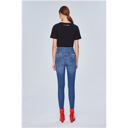 Vaquero skinny fit de tiro alto Azul