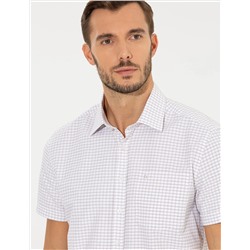 Bej Regular Fit Kısa Kollu Gömlek
