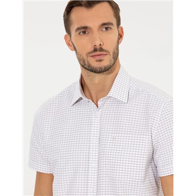 Bej Regular Fit Kısa Kollu Gömlek