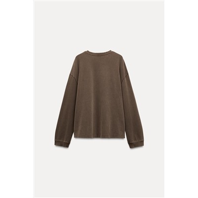 FADED-EFFECT T-SHIRT WITH LONG SLEEVES
