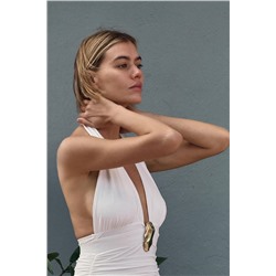 DRAPED HALTER DRESS