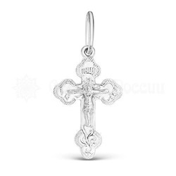 Крест из серебра родированный - 3 см 925 пробы 10-029р