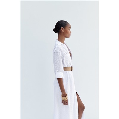BELTED MIDI SHIRT DRESS