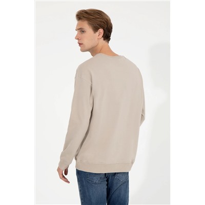 Erkek Taş Bisiklet Yaka Sweatshirt