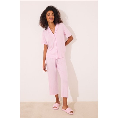 Pijama camisero Capri viscosa rosa