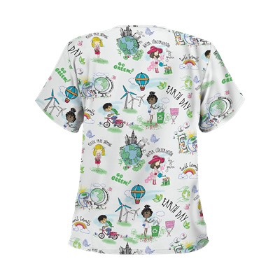 UA Earth Day White Print Scrub Top