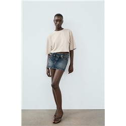SLUB KNIT COTTON CROPPED T-SHIRT