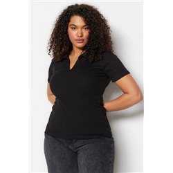 Trendyol Curve Siyah Fitlli Örme Gölek Yaka Bluz TBBSS22BZ0750