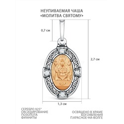 Подвеска из чернёного серебра с золочением и фианитами - Неупиваемая Чаша, Молитва святому П-008чзНЧ