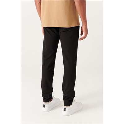 Siyah Armürlü Esnek 5 Cepli Slim Fit Dar Kesim Kanvas Pantolon