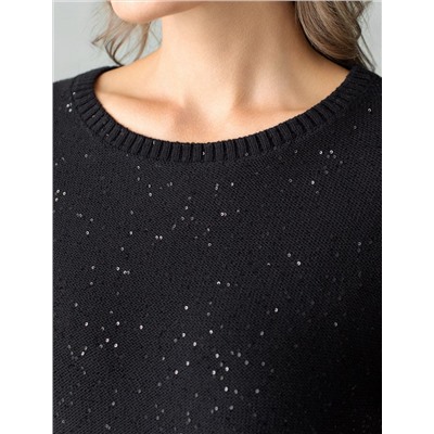 Джемпер с цельнокроенным коротким рукавом из хлопковой пряжи с пайетками